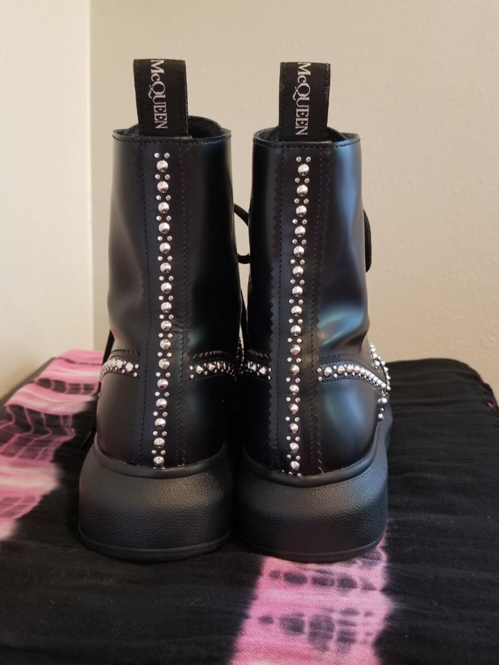 Alexander McQueen Studded Leather Platform Combat Boots size 8.5 - Picture 5 of 16
